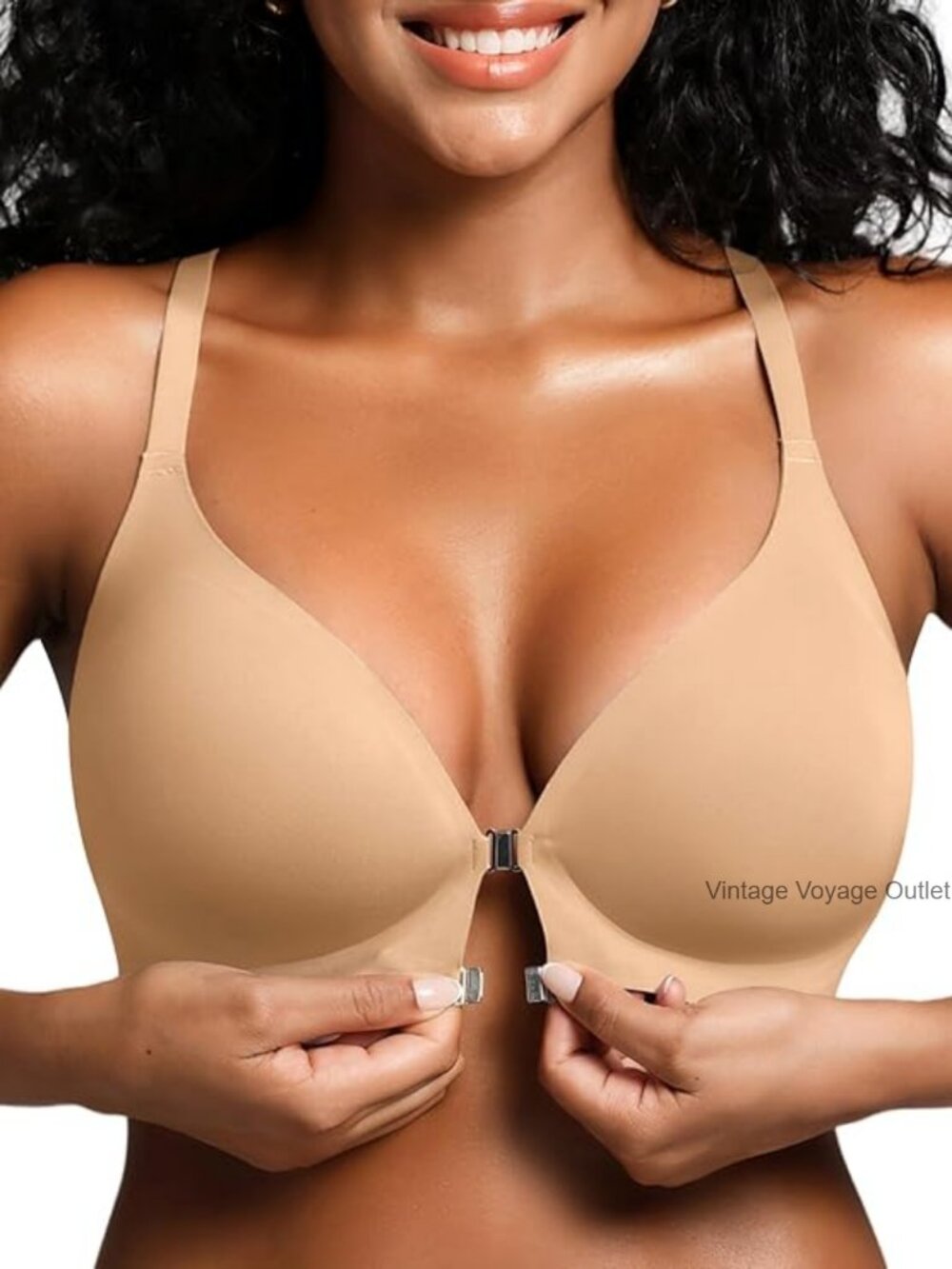 Wireless Racerback Bra With Magnetic Front Closure Seamless Support Bralette